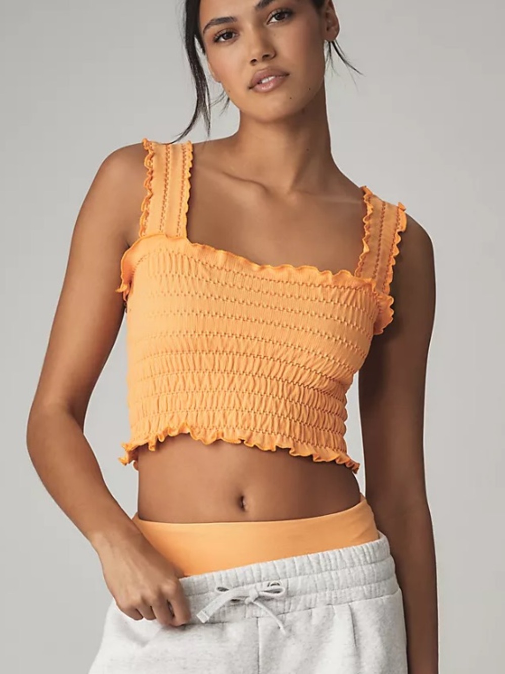 Anthropologie by Anthro Regan Smocked Cropped Square Neck Tank Top - Picture 5 of 12